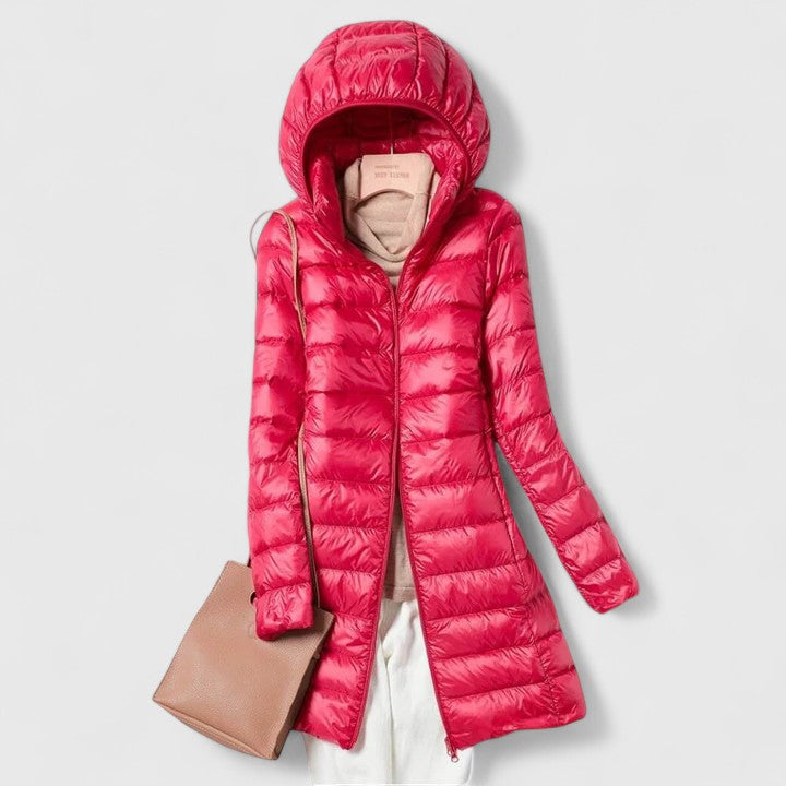 Ilse | Quilted Longline Hooded Puffer Jacket for Women