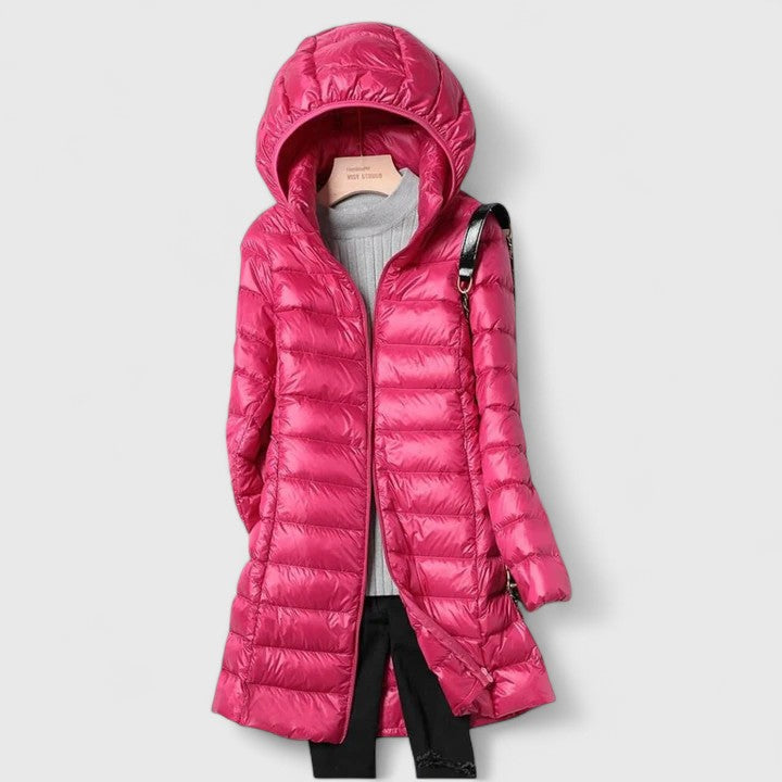 Ilse | Quilted Longline Hooded Puffer Jacket for Women