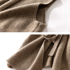 Women’s Courtney cashmere wool knit sweater vest by Christine Brewer, featuring a cozy, stylish design and ribbed hem.