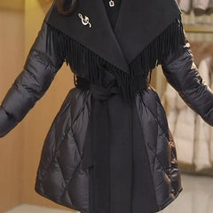 Christine Brewer Stella belted quilted puffer jacket for women, featuring a stylish quilted design and a waist belt for a flattering fit.