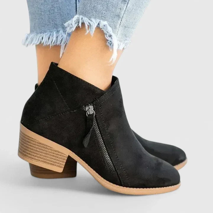 Auryziah | Ankle Boots Booties Women Winter Fall Side Zip Zip Up Low Heel Heeled