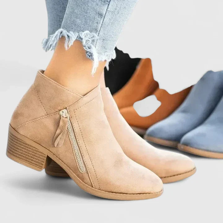 Auryziah | Ankle Boots Booties Women Winter Fall Side Zip Zip Up Low Heel Heeled