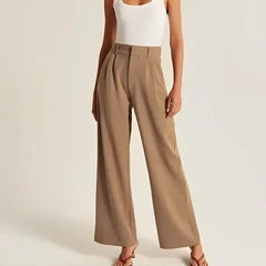 White wide-leg high-waist pants for women by Christine Brewer, featuring a sleek fit and stylish design.