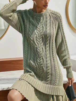 Leslie knit sweater dress for women by Christine Brewer, featuring a cozy, stylish design in a soft, textured fabric.