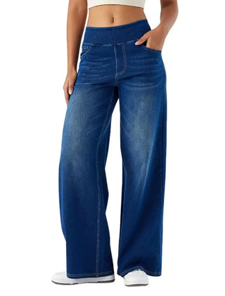 Women’s lace wide-leg high-waist pull-on trousers by Christine Brewer, featuring elegant lace detailing and a relaxed fit.