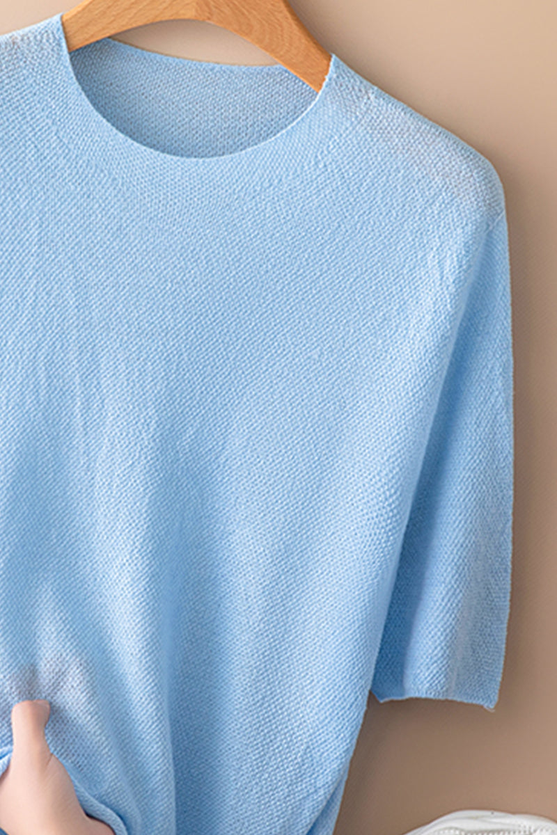 Christine Brewer Frankie wool sweater for women, cozy knit with ribbed cuffs and neckline, in neutral tones.