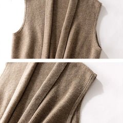 Christine Brewer Courtney cashmere wool knit sweater vest for women, shown in a close-up of the textured, cozy fabric.