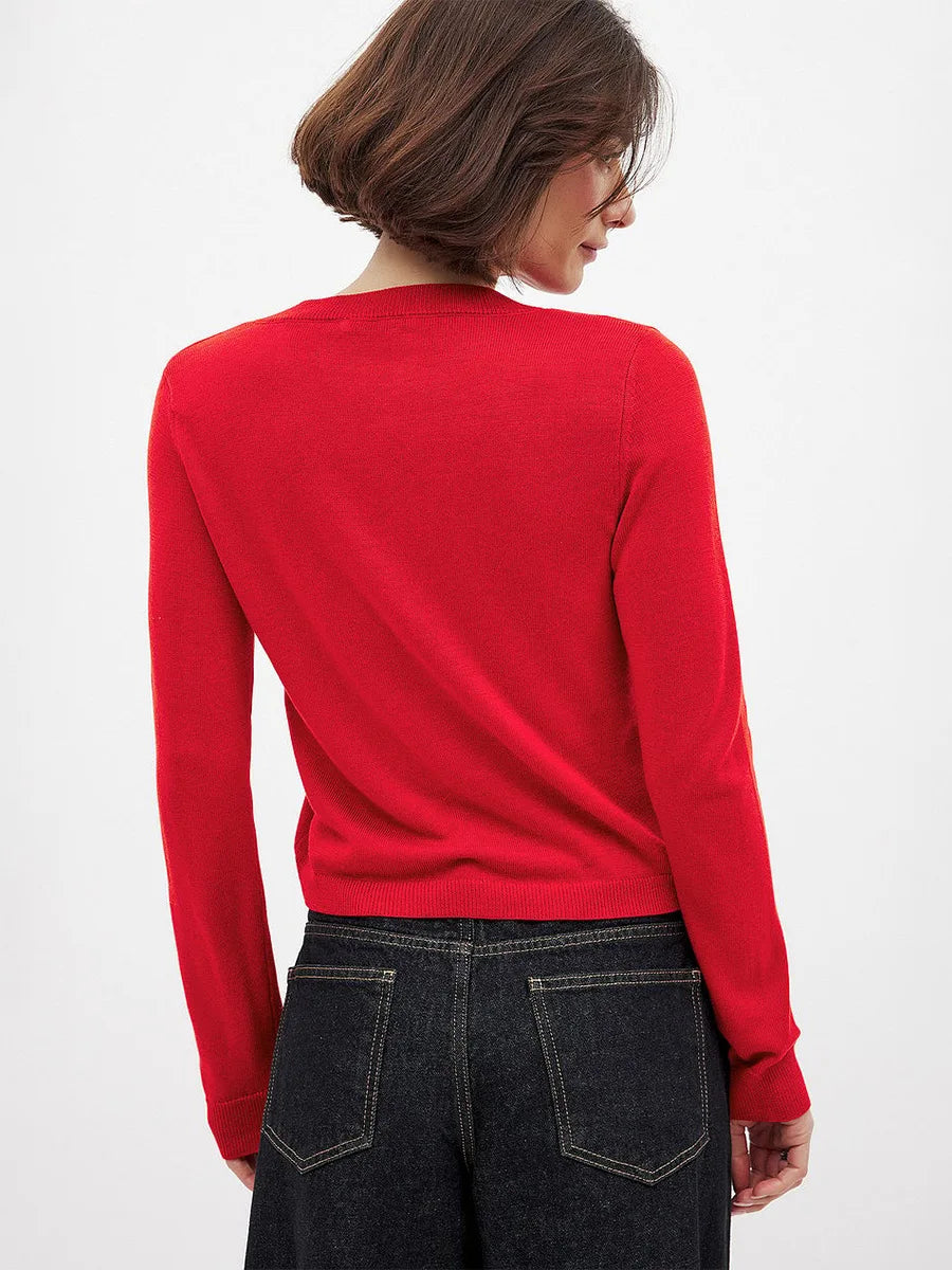 Finley knit cardigan for women by Christine Brewer, featuring a cozy, textured knit fabric in a versatile style.