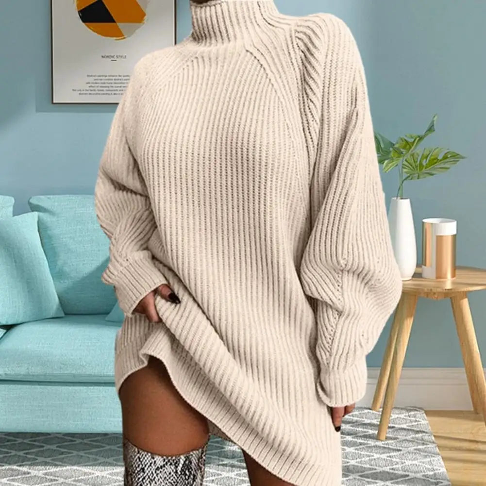 Esther turtleneck knit sweater dress for women by Christine Brewer, featuring a cozy, fitted design in a versatile knit fabric.