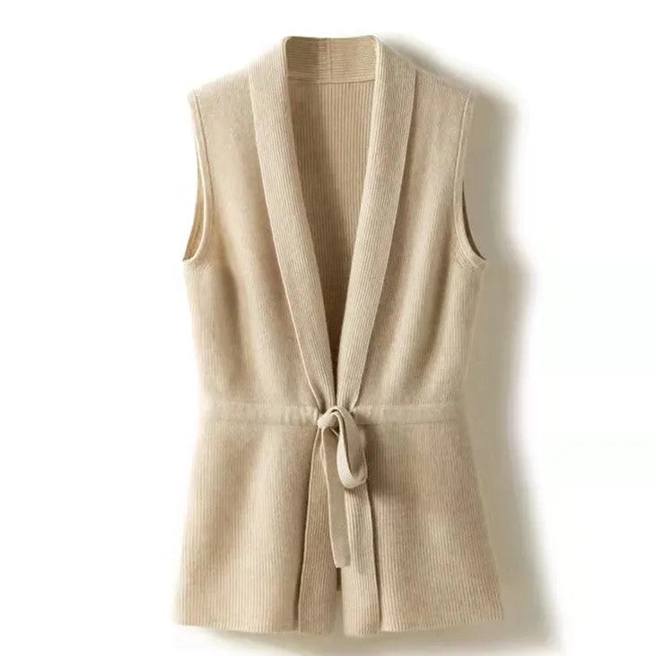 Christine Brewer Courtney cashmere wool knit sweater vest for women, featuring a cozy, stylish design in soft knit fabric.