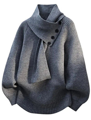 Nina ribbed scarf neck sweater for women by Christine Brewer, featuring a cozy knit design in a close-up view.