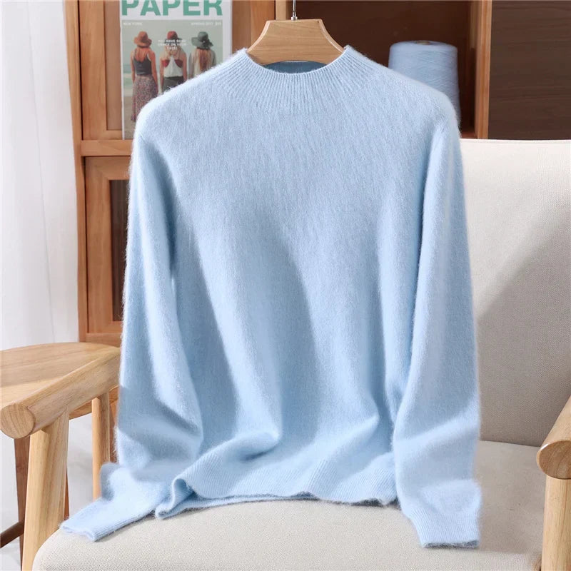 Aurielle | Cashmere Sweater Knit Winter Warm Mock Neck Lightweight Relaxed Fit Pullover Layering Fall