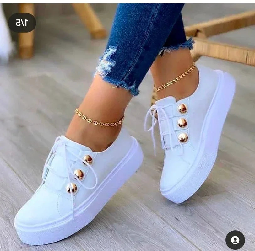 Christine Brewer Serena orthopedic women’s round toe platform sneakers for comfort and support during walking.