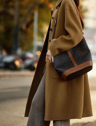 Green long wool coat for women, Lucy by Christine Brewer, featuring a tailored fit and classic style in a high-quality fabric.