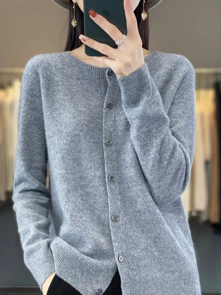 Blanche | Button-Front Crew Neck Cardigan for Women