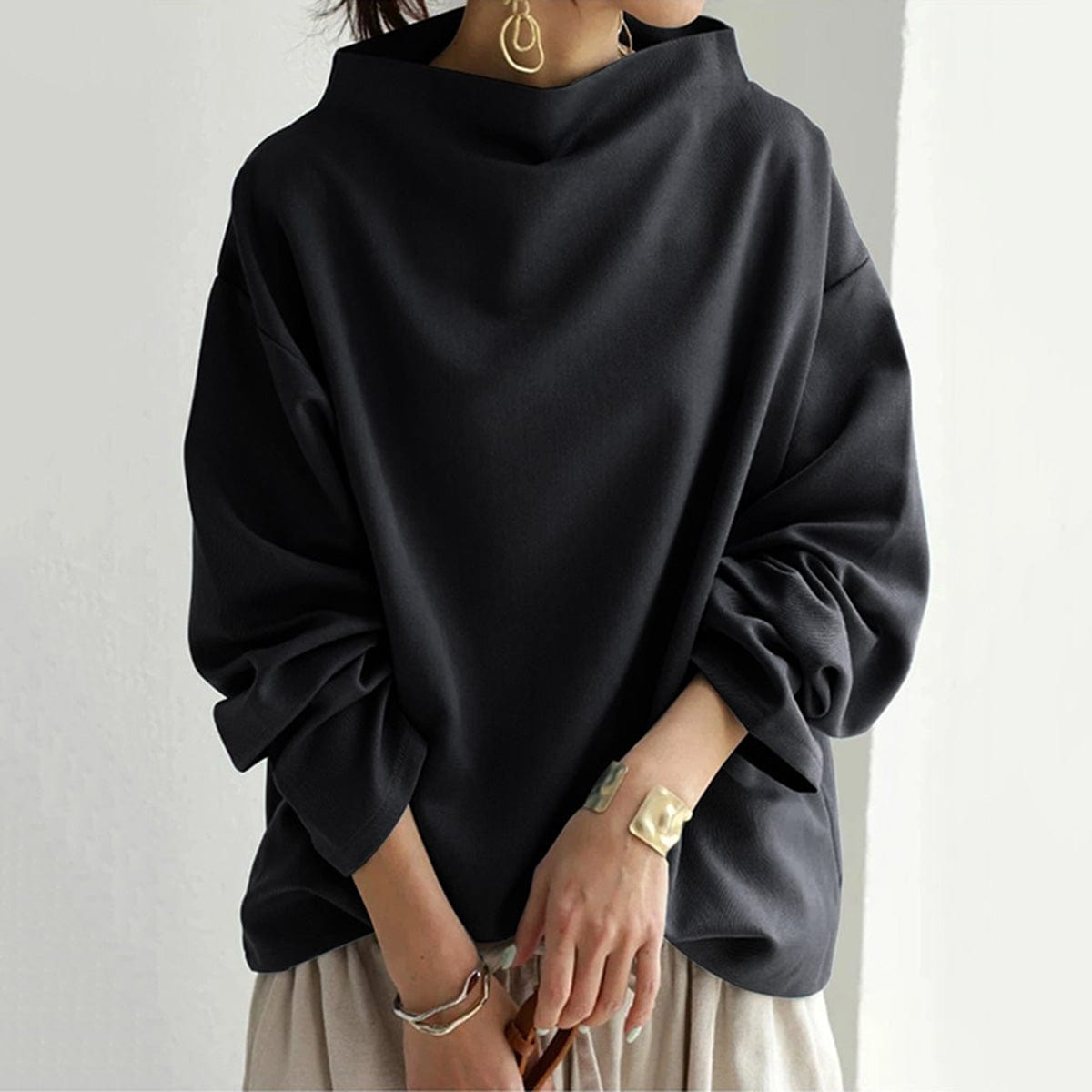 Christine Brewer Isabella soft knit high neck top in a versatile, sophisticated design with a cozy, high neckline and smooth fabric.