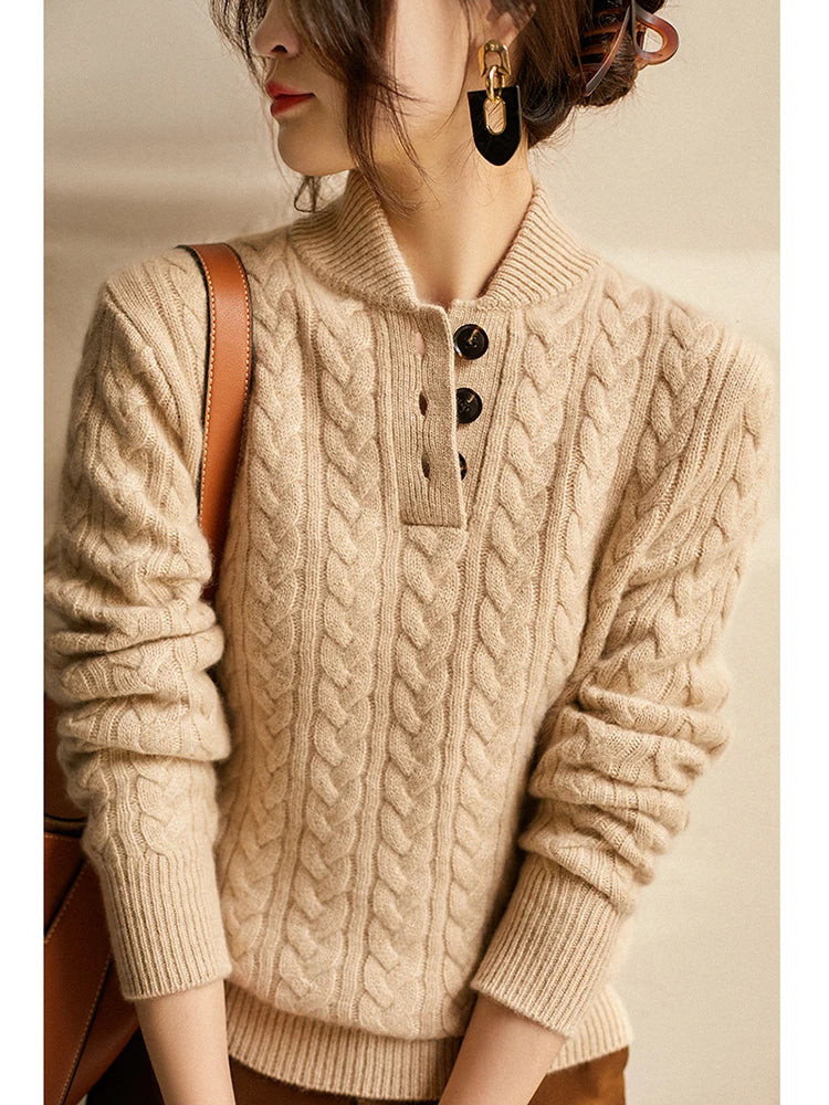 Florentine | Cable-Knit Button-Front Sweater for Women