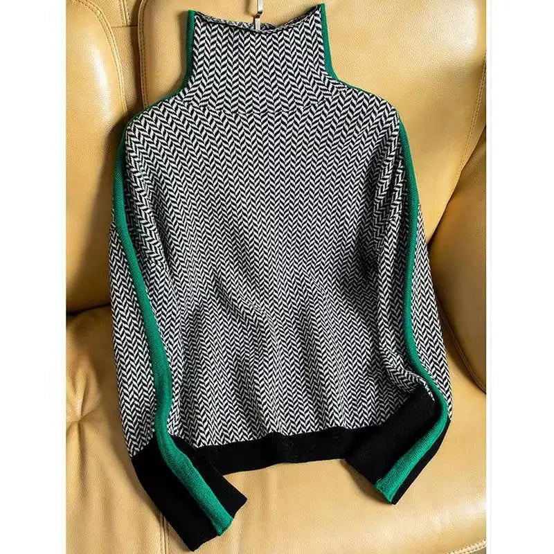Cream-colored Sofia turtleneck sweater for women from Christine Brewer's #1752 Collection, featuring soft knit fabric and classic design.