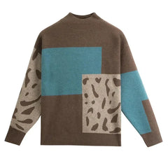Leopard print graphic sweater for women from Christine Brewer featuring a stylish, cozy design with bold animal print.