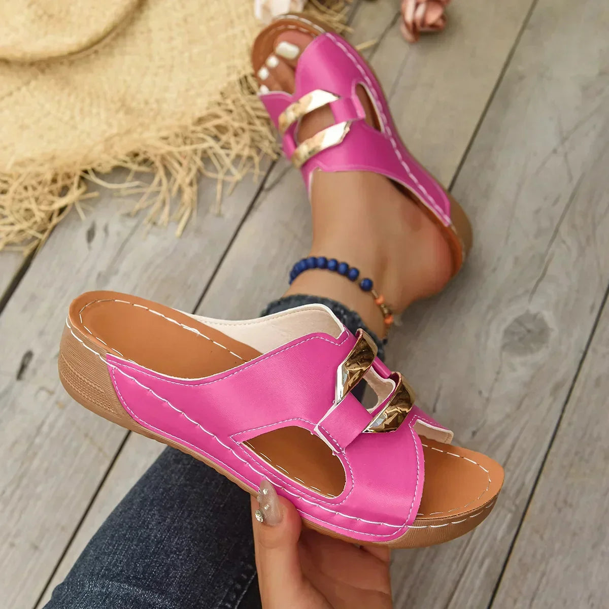 Christine Brewer Lina orthopedic wedge heel sandals for women, featuring comfortable design and stylish open-toe style.