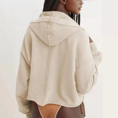 Women’s Eleanor cropped hoodie by Christine Brewer, featuring a stylish fit and cozy fabric, shown in a casual front view.