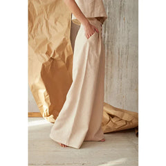 Women’s knit wide-leg elastic-waist trousers by Christine Brewer, loose pull-on pants with a relaxed fit and comfortable style.