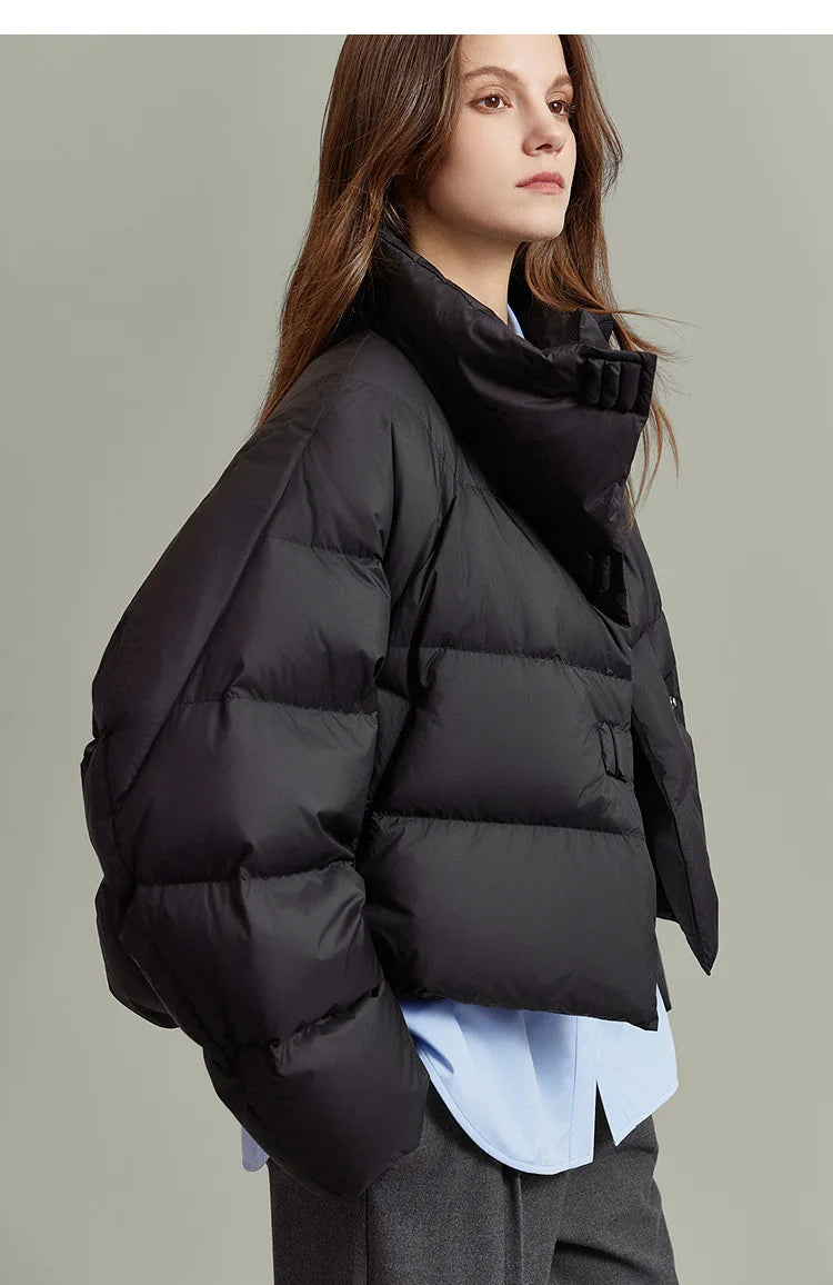 Christine Brewer Hannah cropped quilted parka for women, shown in a stylish, padded design ideal for cold weather.