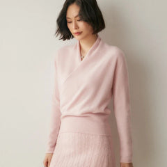 Cream-colored Christine Brewer Dawn cashmere sweater for women, featuring a soft, cozy knit and classic fit.