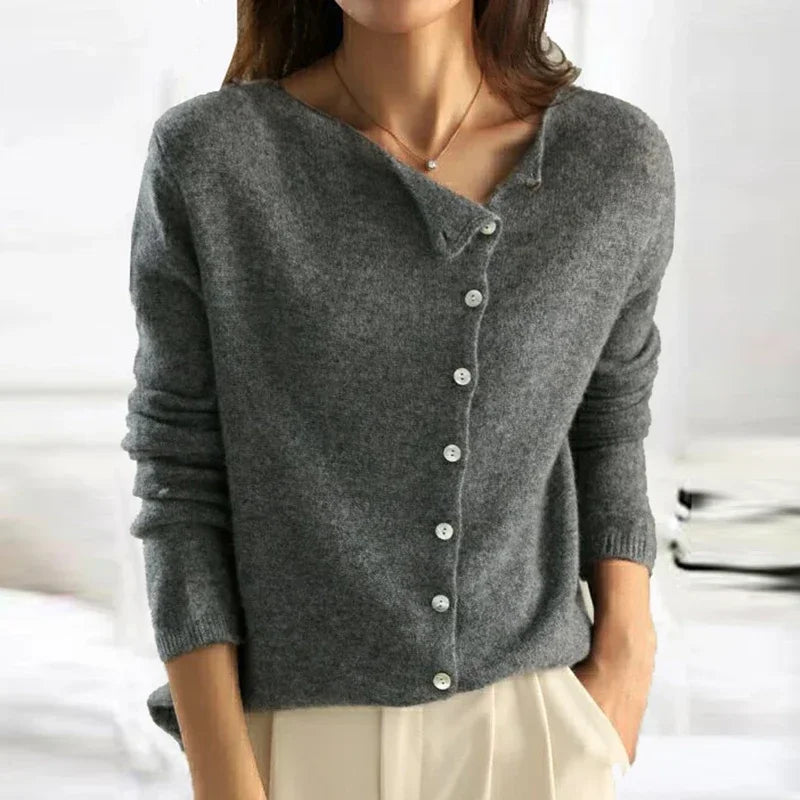 Dorothy women's knit sweater by Christine Brewer, cozy and stylish with a soft knit texture and a classic fit, shown in a neutral color.