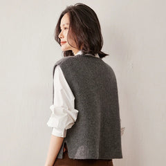 Christine Brewer Etta cashmere ribbed knit sweater vest for women, featuring a cozy, fitted design in soft, luxurious cashmere fabric.