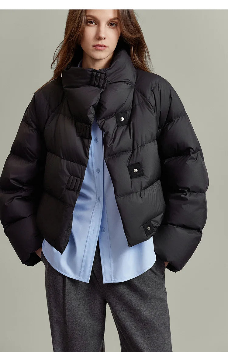 Hannah quilted cropped women's parka by Christine Brewer, showing a stylish, padded outerwear jacket with a hood and quilted pattern.
