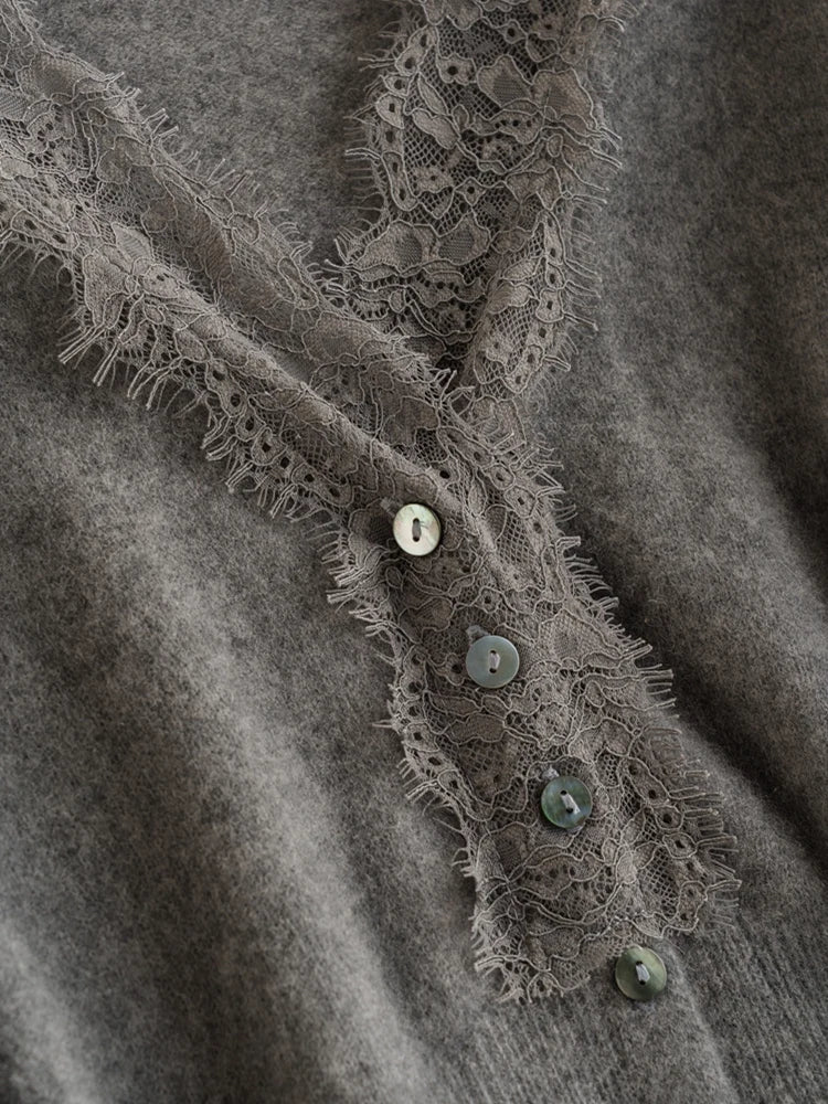 Elsa cashmere cardigan for women by Christine Brewer, shown in soft, cozy knit with button closure and long sleeves.
