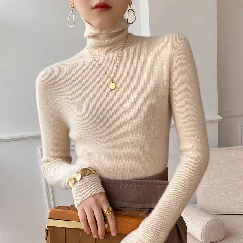 Camille | Cashmere Sweater Turtleneck Knit Winter Warm Slim Fit Lightweight Pullover Layering Fall