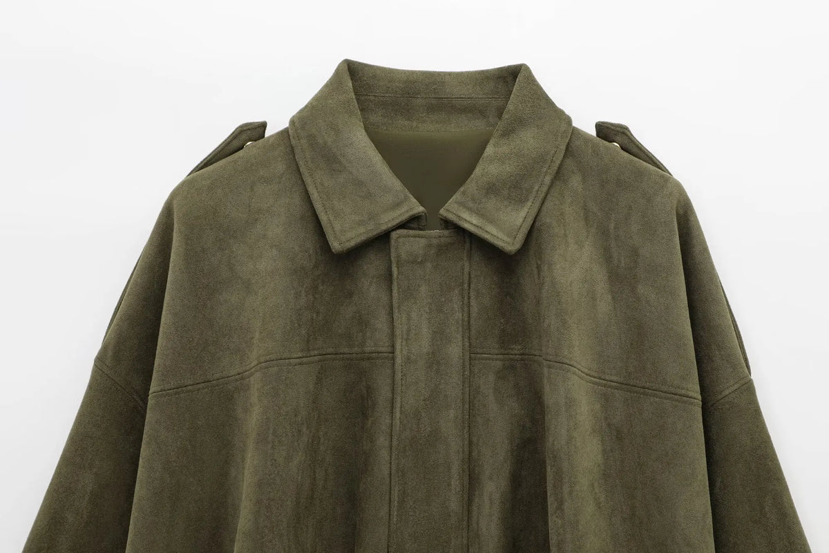 Christine Brewer Willow oversized zip-up overshirt jacket for women, shown in a relaxed fit with a front zipper and casual style.