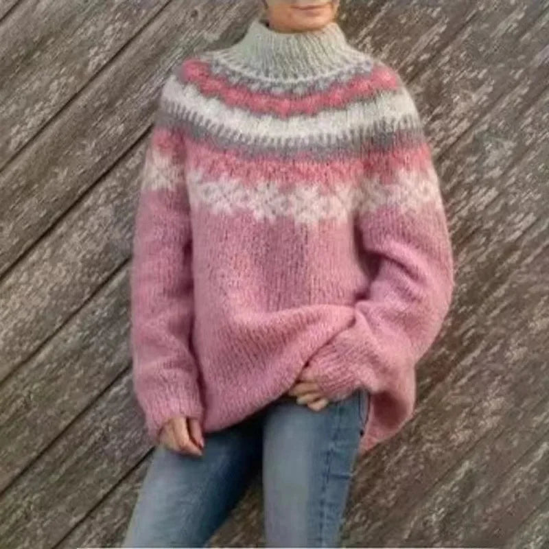Malin | Women's Christmas Sweater Nordic Fair Isle Crew Neck Knit Pullover Warm Holiday Knit