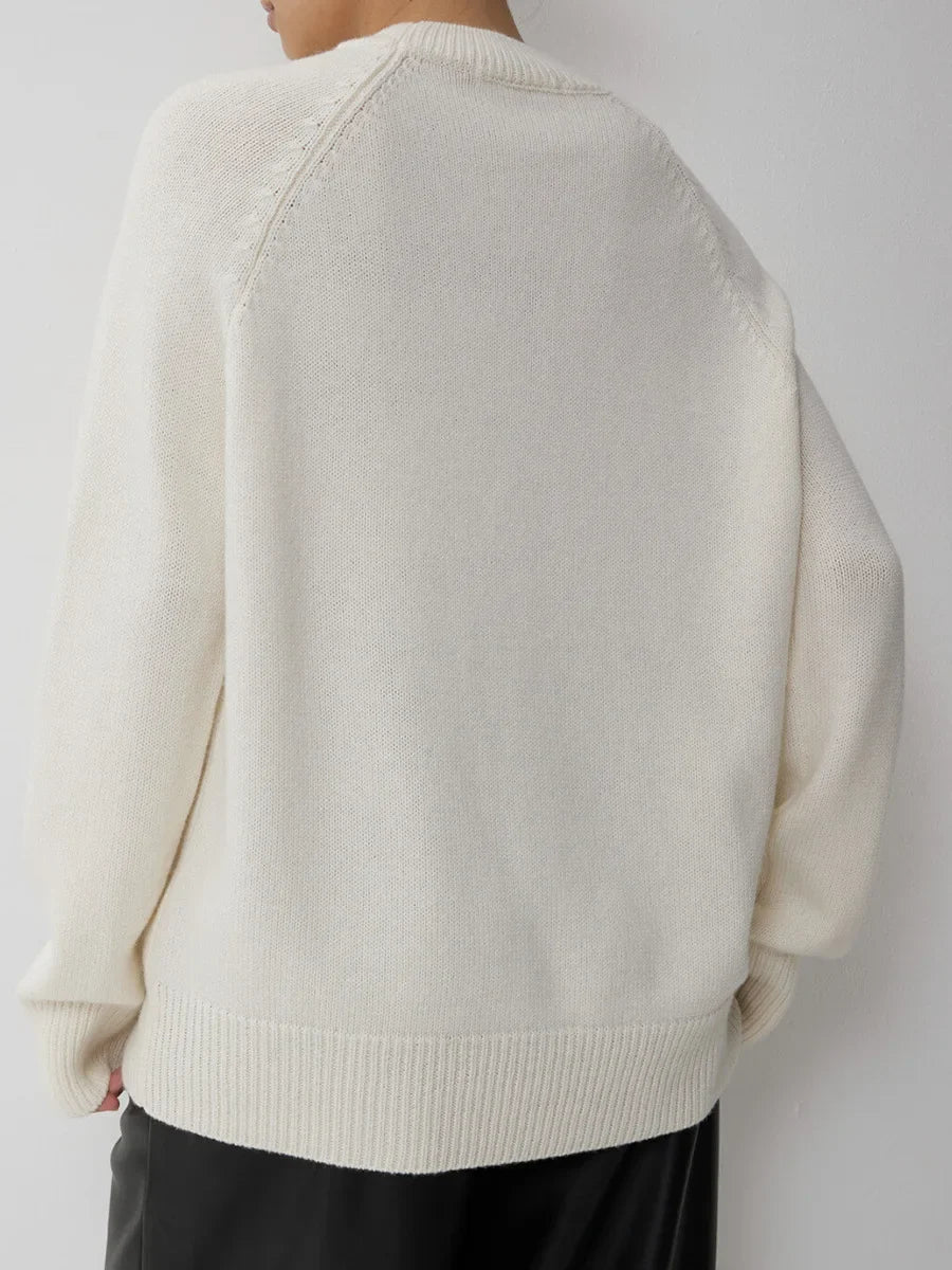 Christine Brewer Flora oversized women's wool sweater in soft, cozy knit, featuring a relaxed fit and ribbed cuffs.