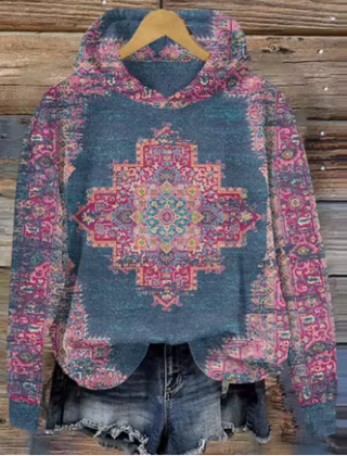 Christine Brewer Bonnie cozy lightweight oversized soft knit hoodie, showing its relaxed fit and soft fabric in a casual style.
