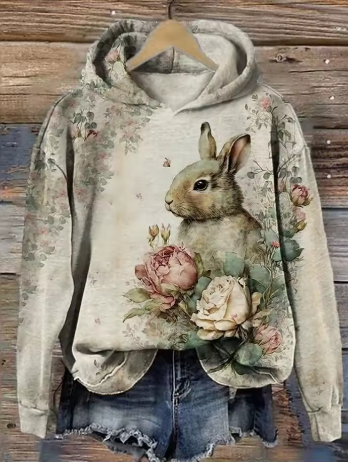 Light gray cozy oversized knit hoodie by Christine Brewer, featuring a soft, lightweight fabric and relaxed fit for casual comfort.