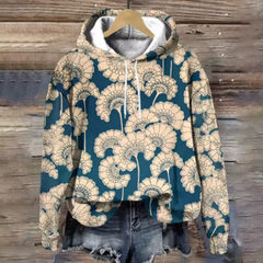Lightweight oversized soft knit hoodie in beige from Christine Brewer's Adeline collection, cozy and perfect for casual wear.