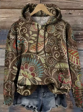 Light gray oversized knit hoodie from Christine Brewer's Florence collection, soft and cozy with a relaxed fit.