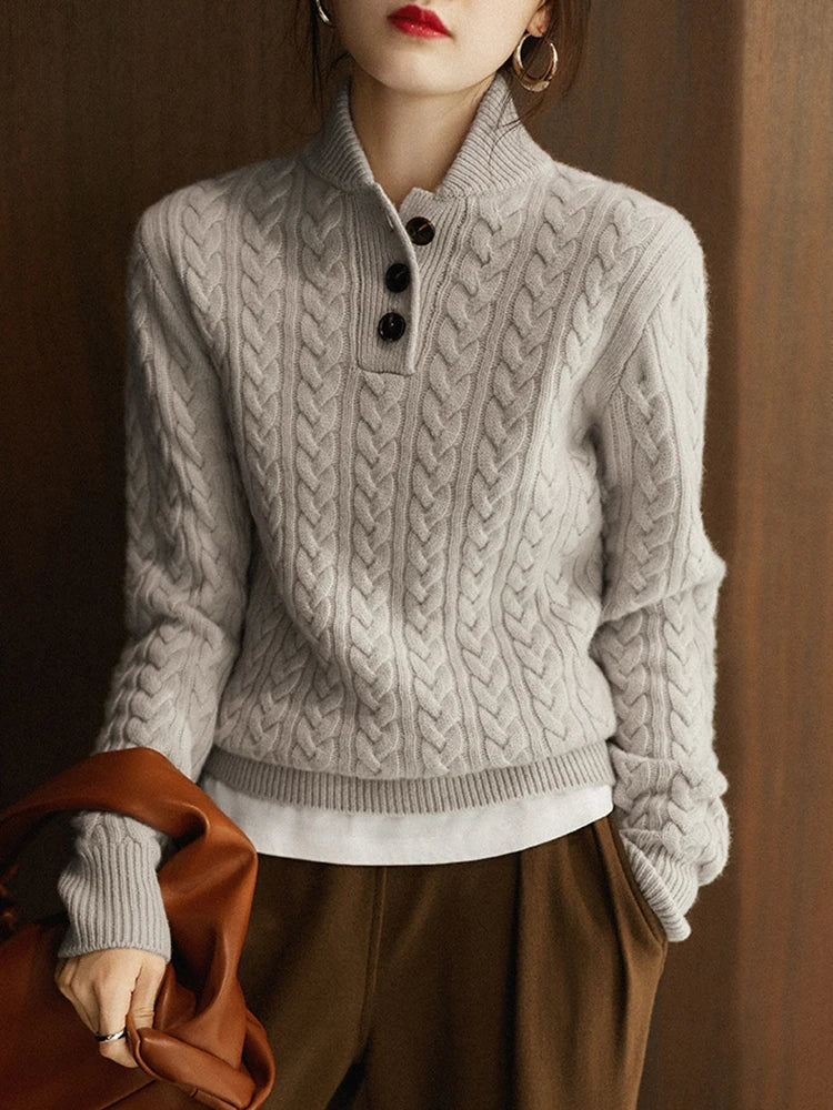 Florentine | Cable-Knit Button-Front Sweater for Women