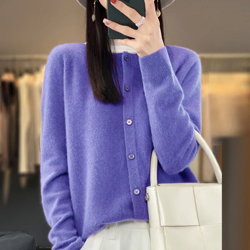 Blanche | Button-Front Crew Neck Cardigan for Women