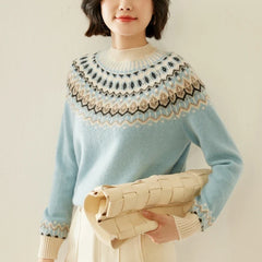 Christine Brewer Jolene cashmere mock neck sweater for women, shown in a cozy, stylish fit with ribbed cuffs and neckline.