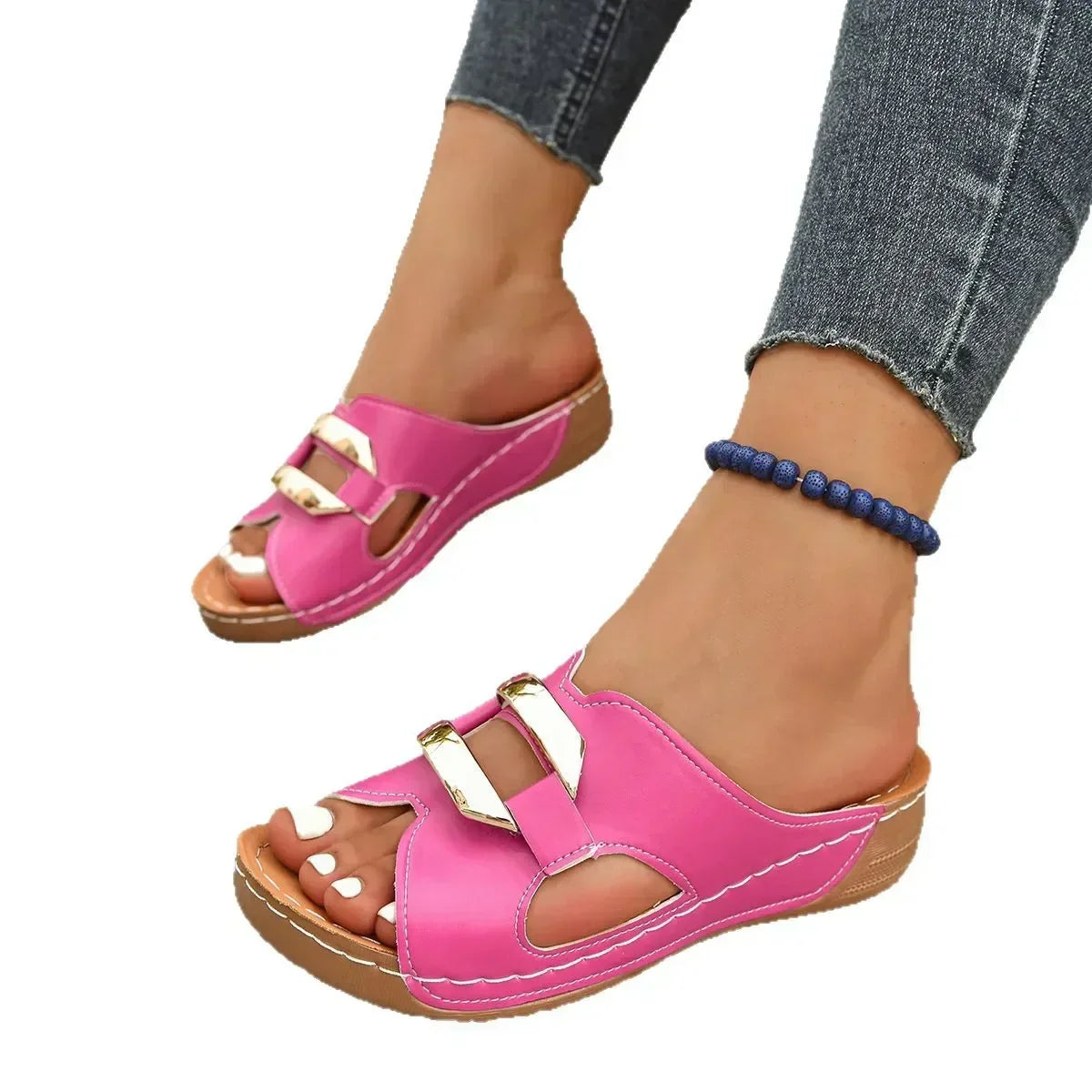 Christine Brewer Lina orthopedic wedge heel sandals for women, featuring comfort-focused design and stylish footwear.
