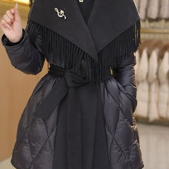Christine Brewer Stella belted quilted puffer jacket for women, shown in a stylish, warm quilted puffer coat with belt detail.