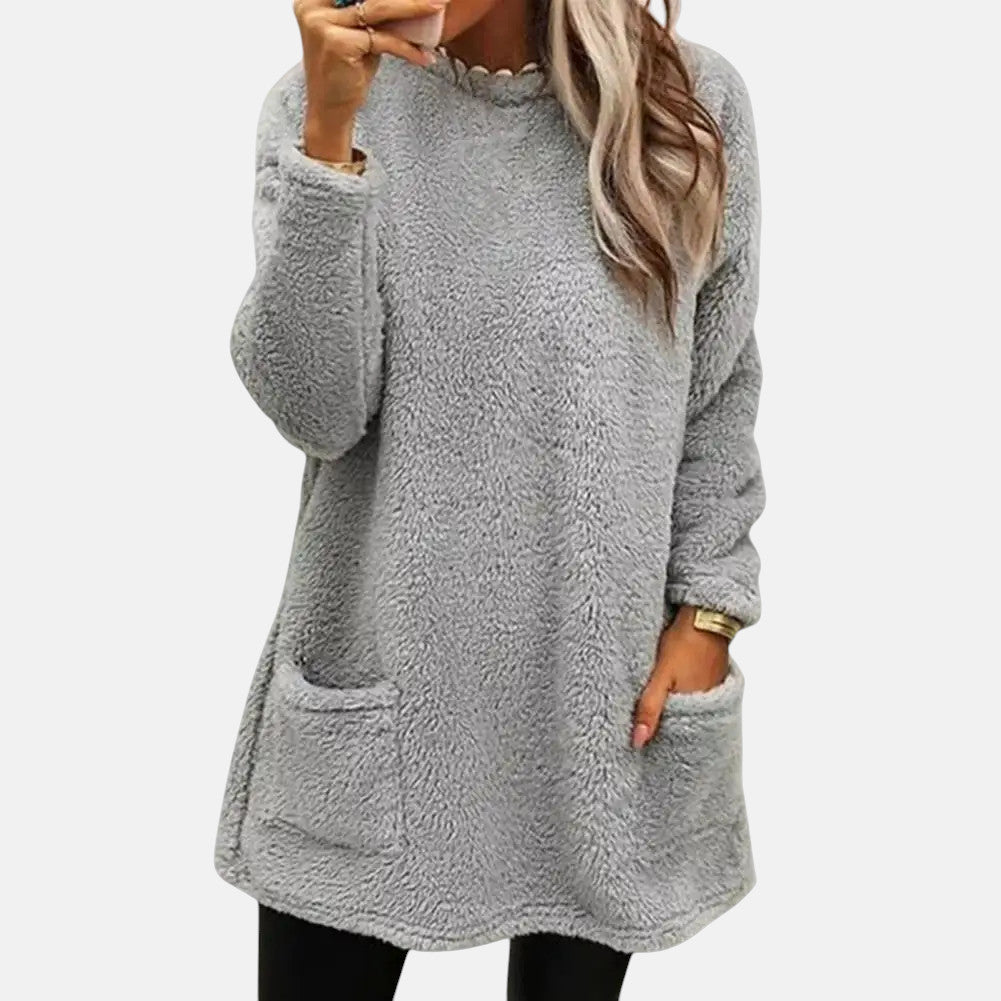 Estelle knit sweater for women by Christine Brewer, featuring a cozy, stylish design in soft fabric with a fitted silhouette.