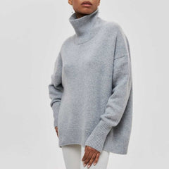 Women’s Iris Turtleneck Sweater by Christine Brewer, autumn knit with cozy fabric, featuring a high neckline and stylish fit.