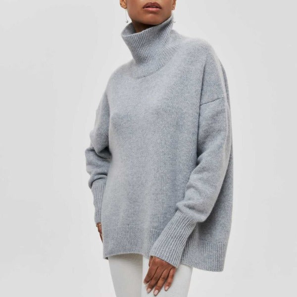 Women’s Iris Turtleneck Sweater by Christine Brewer, autumn knit with cozy fabric, featuring a high neckline and stylish fit.