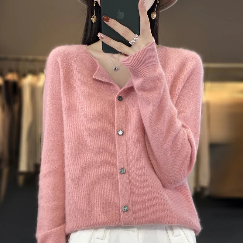 Blanche | Button-Front Crew Neck Cardigan for Women