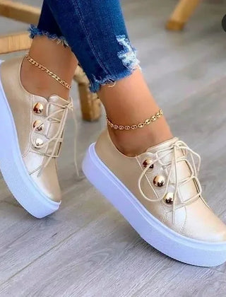 Comfortable orthopedic round toe platform sneakers for women by Christine Brewer, ideal for walking and everyday wear.